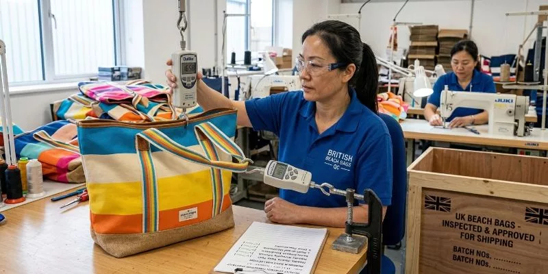英国製ビーチバッグの出荷前検査方法