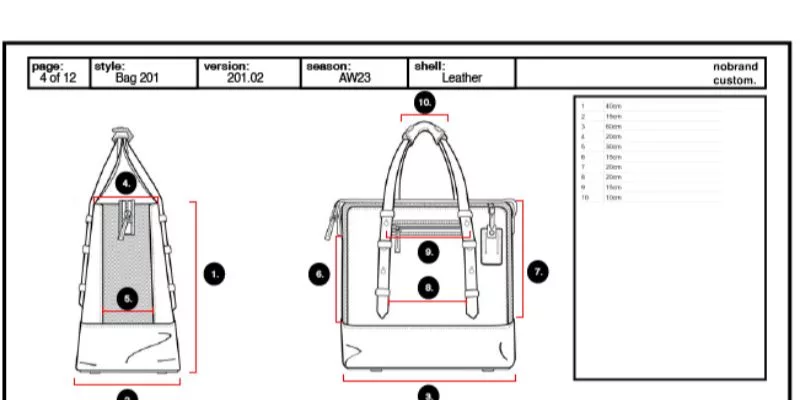 ハンドバッグテックパックの設計図