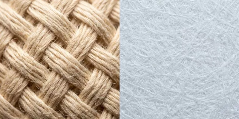 織綿糸と不織布結合繊維のマクロ比較