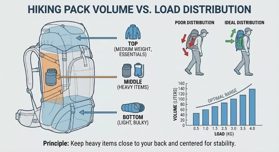 Hiking Pack Volume vs. Load Distribution