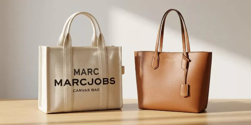 Borse tote Marc Jacobs spacchettate nello studio di ispezione