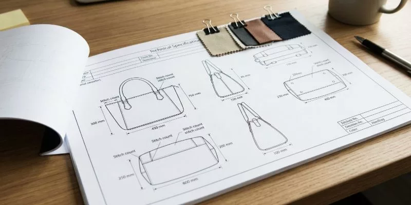 革製バッグ製造のための詳細な部品表と技術仕様書